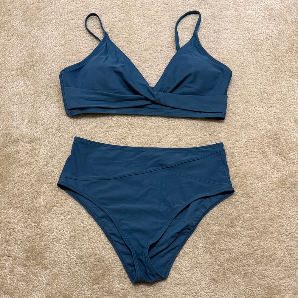 Blue Women's High Waisted Bikini Set